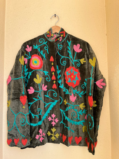 Women's 1070 Suzani Reversible Cotton Jacket – Artistic Embroidered Statement Jacket