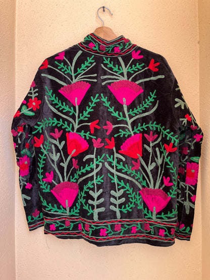 Women's 1067 Suzani Reversible Cotton Jacket – Artistic Embroidered Statement Jacket