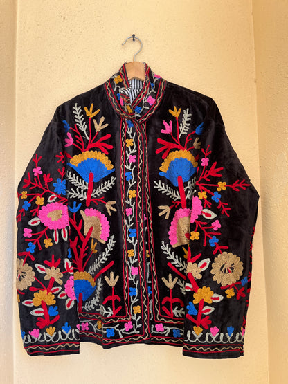 Women's 1074 Suzani Reversible Cotton Jacket – Artistic Embroidered Statement Jacket