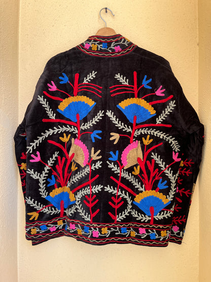 Women's 1074 Suzani Reversible Cotton Jacket – Artistic Embroidered Statement Jacket