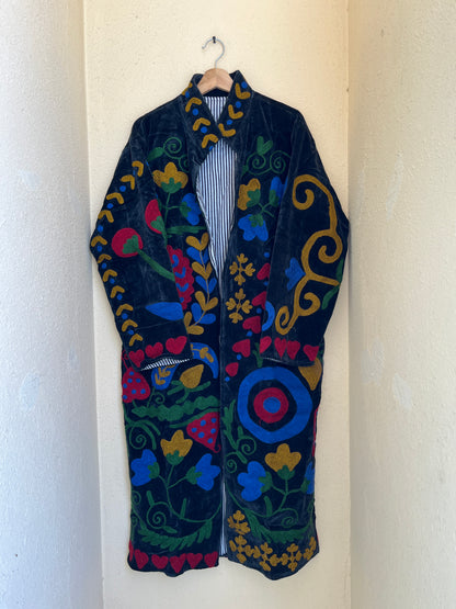 Women's 1071 Suzani Reversible Cotton Jacket – Artistic Embroidered Statement Jacket