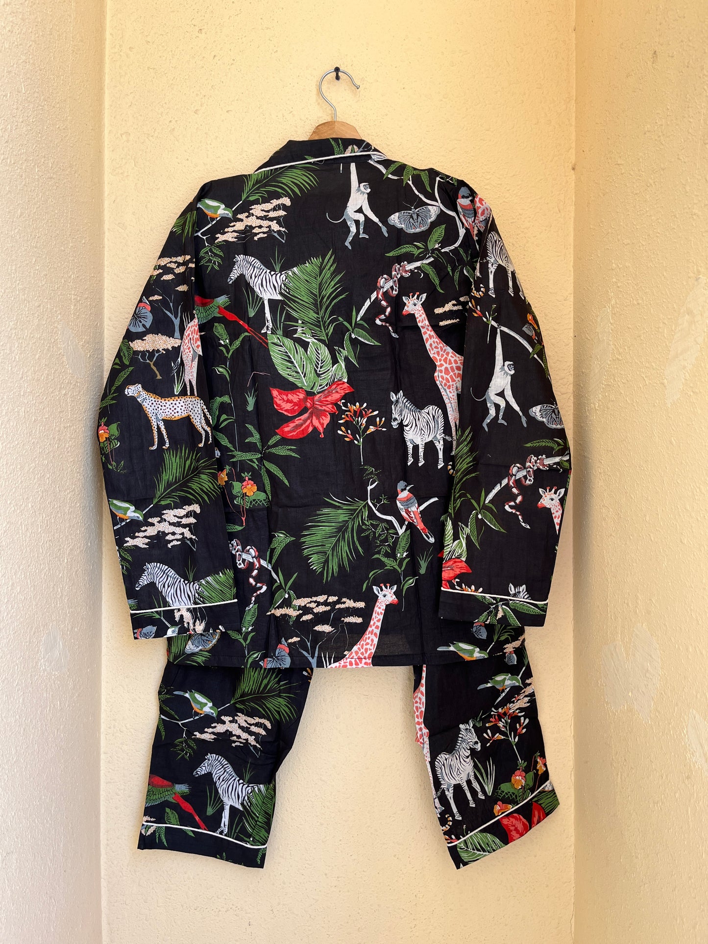 Black Night Queen Cotton Night Suit Set – Elegant Two Piece Pajama Set description