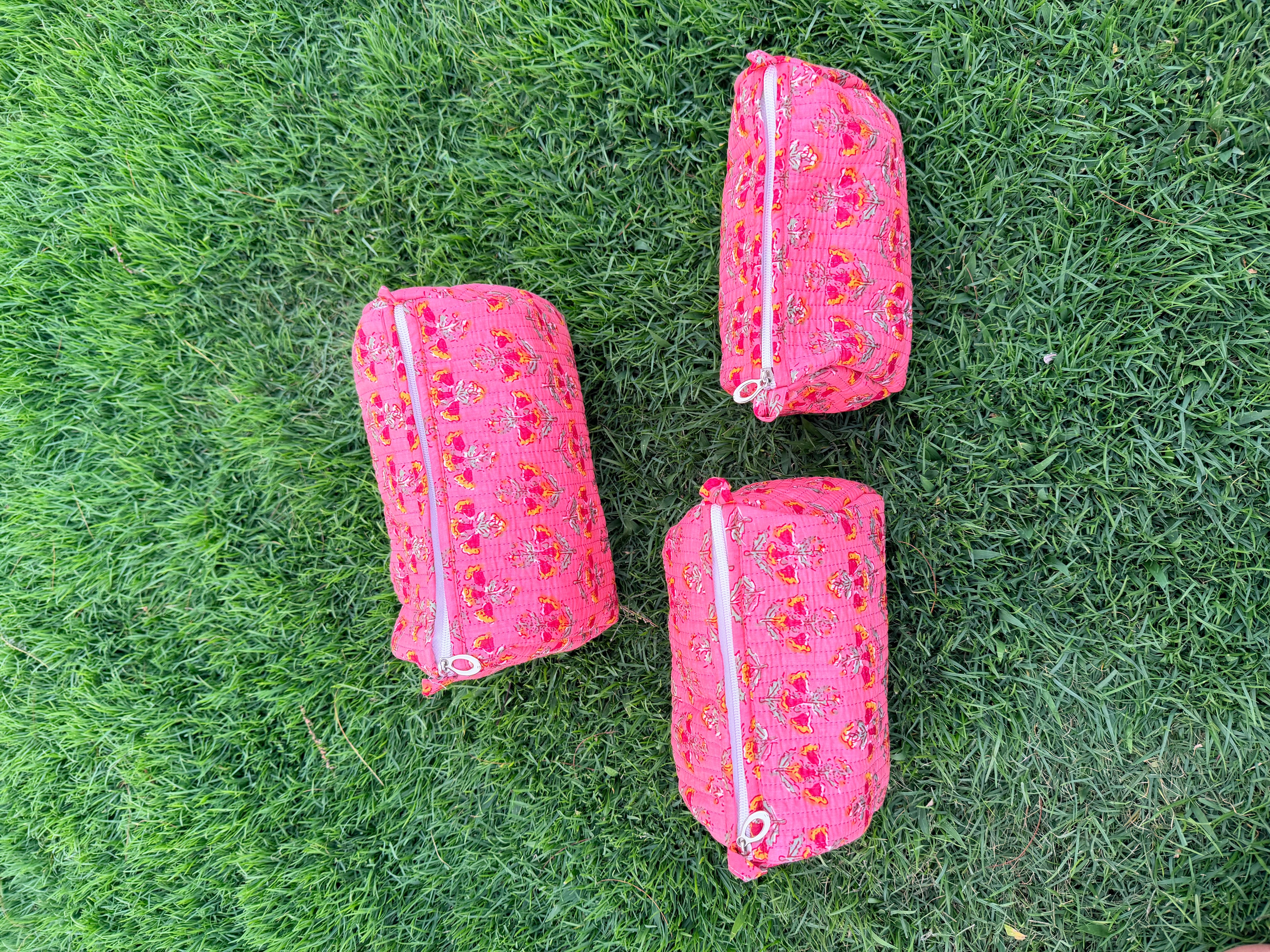 Coral Drama – Quilted Utility Pouch Pack of 3