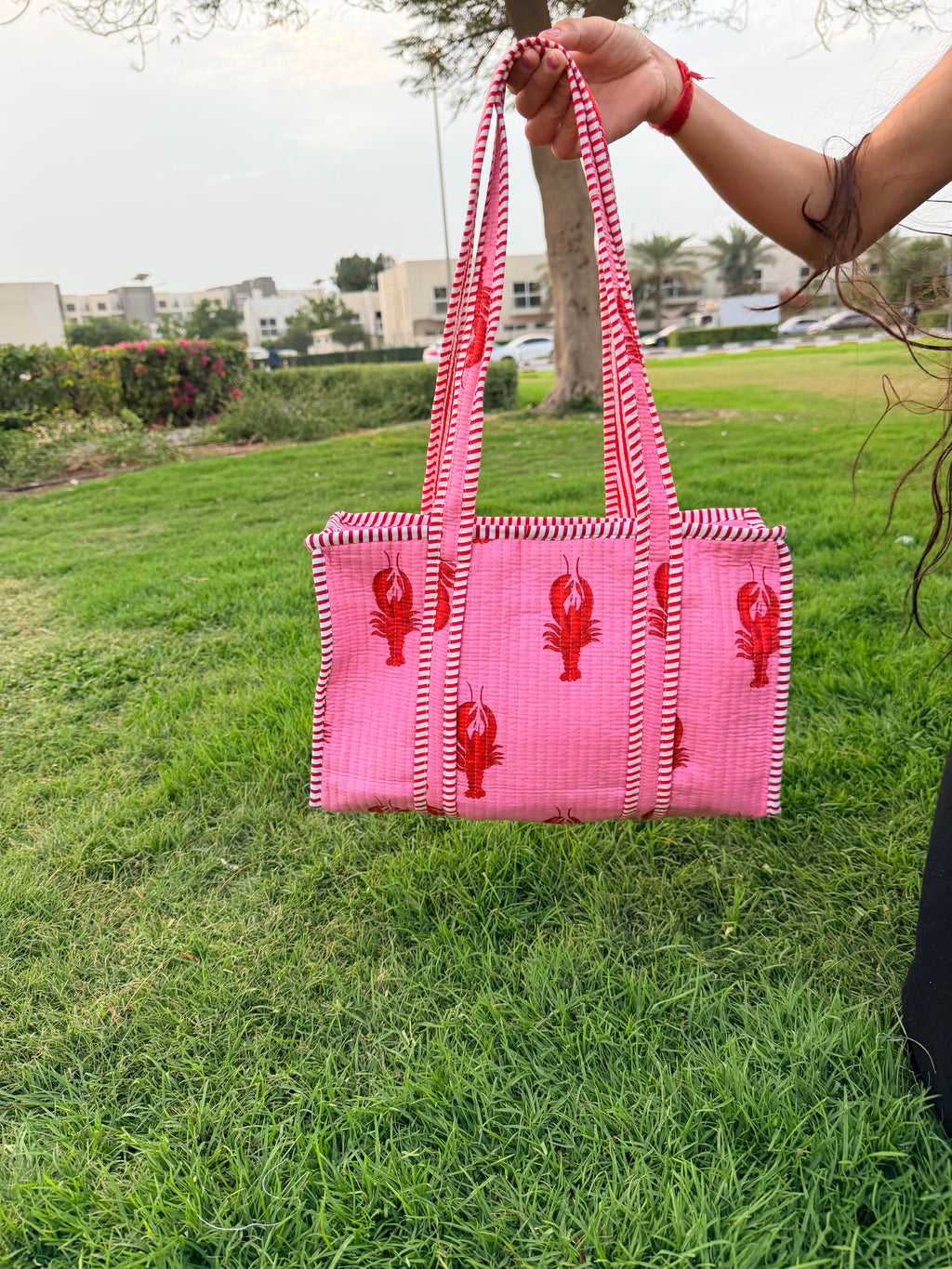Lobster Love – Pink Quilted Tote & Pouch Set