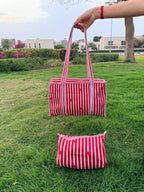 Heart Riot – Red Quilted Tote & Pouch Set