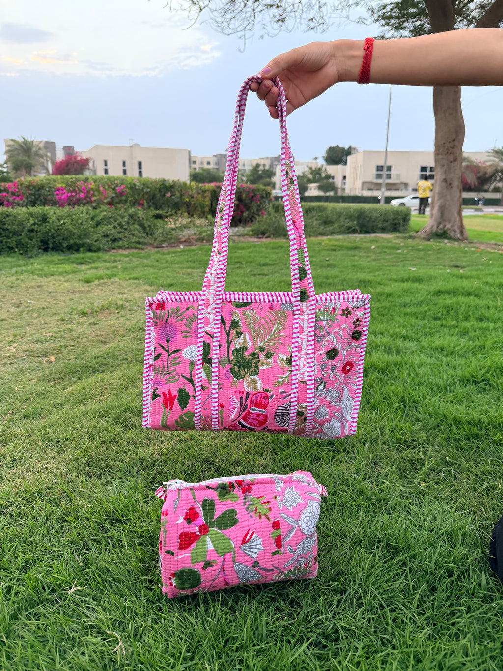 Patchwork Princess – Pink Quilted Tote & Pouch Set