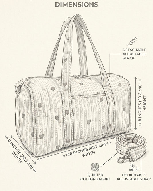 Red Ikkat Quilted Cotton Duffle Bag – Lightweight Travel Weekender
