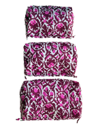 Pink Maroon Floral – Quilted Utility Pouch Pack of 3