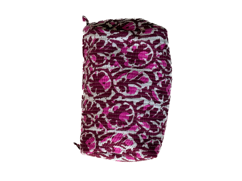 Pink Maroon Floral – Quilted Utility Pouch Pack of 3