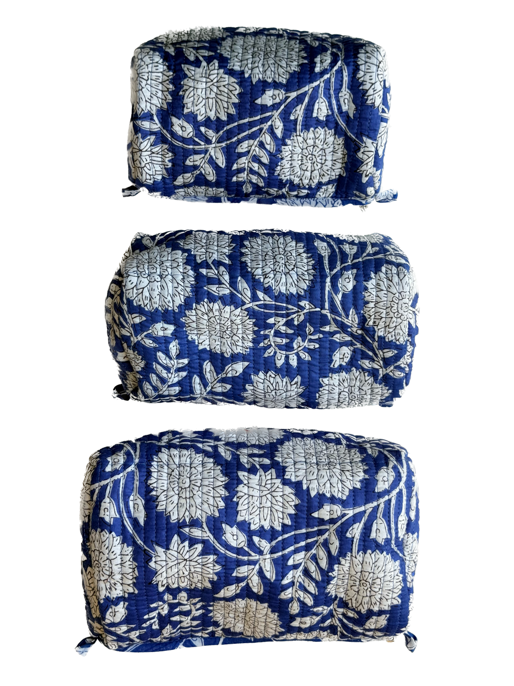 Blue Floral – Quilted Utility Pouch Pack of 3