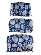 Blue Floral – Quilted Utility Pouch Pack of 3