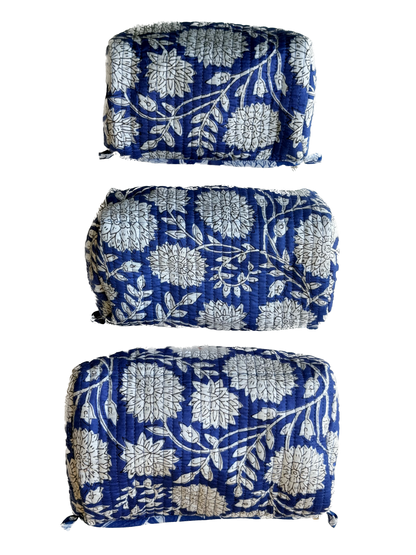 Blue Floral – Utility Pouch Pack of 3