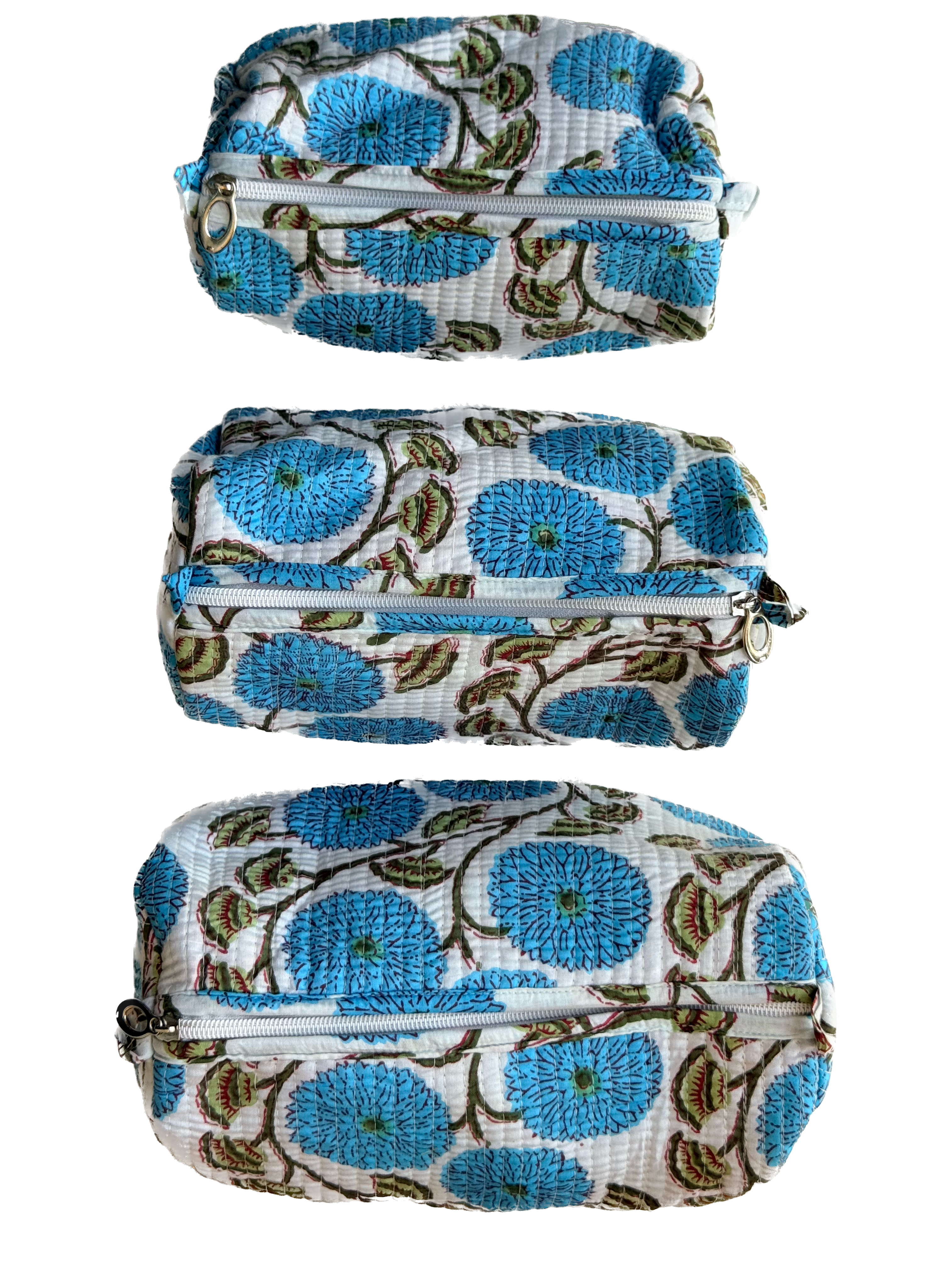 Blue Blossom – Quilted Utility Pouch Pack of 3