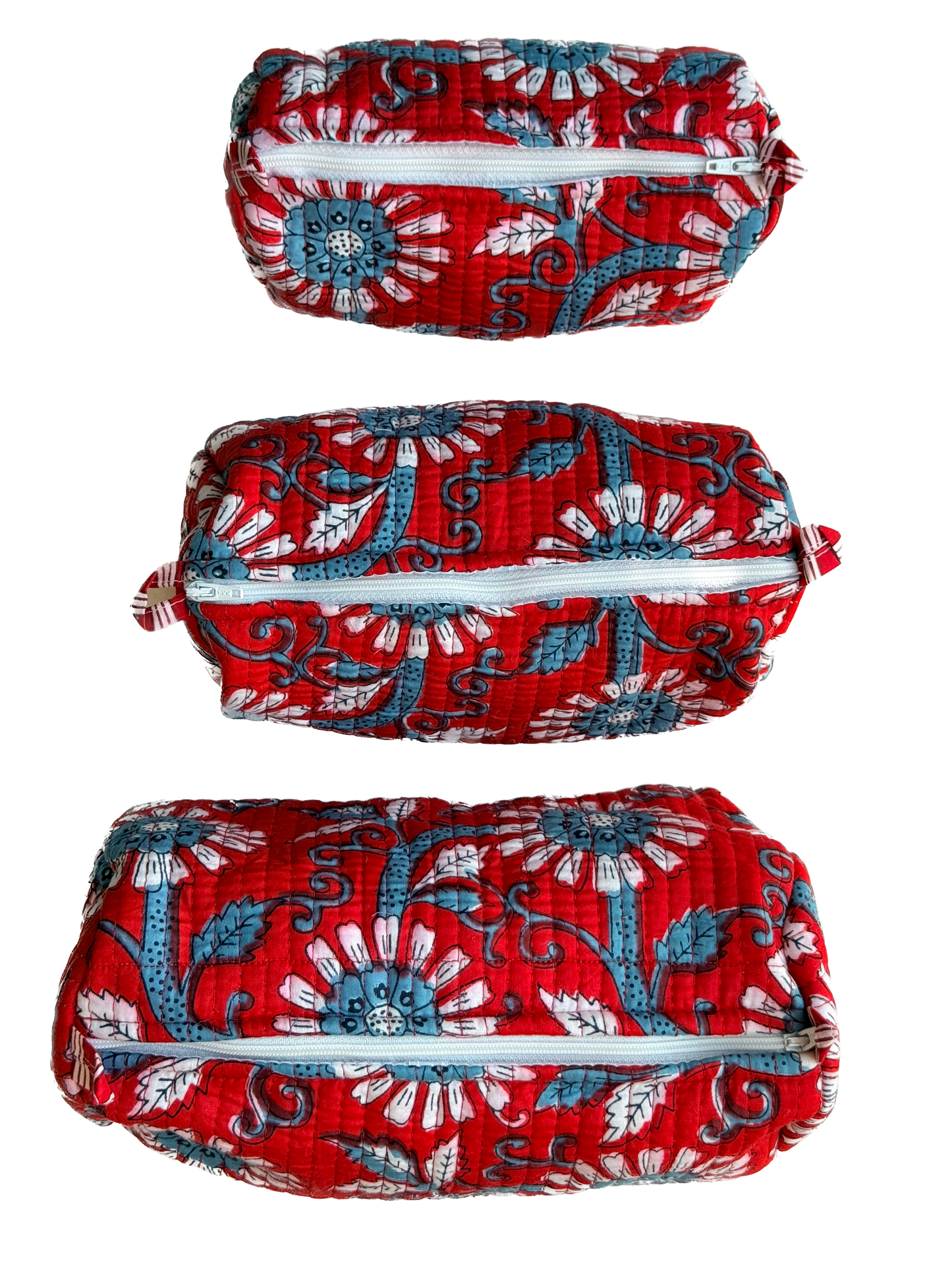 Red Floral – Utility Pouch Pack of 3
