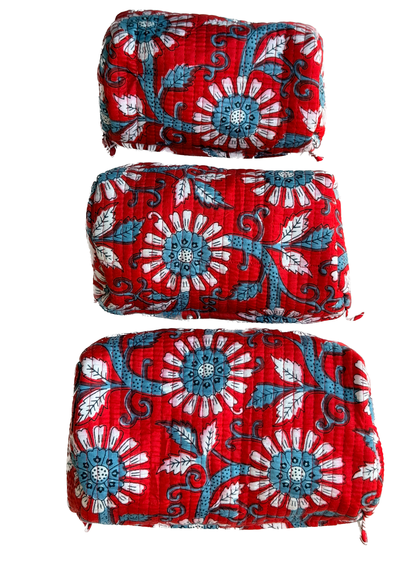 Red Floral – Utility Pouch Pack of 3