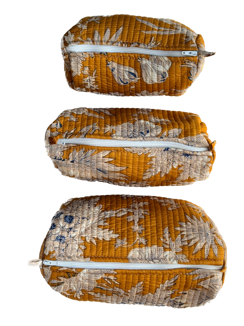 Yellow Floral – Quilted Utility Pouch Pack of 3