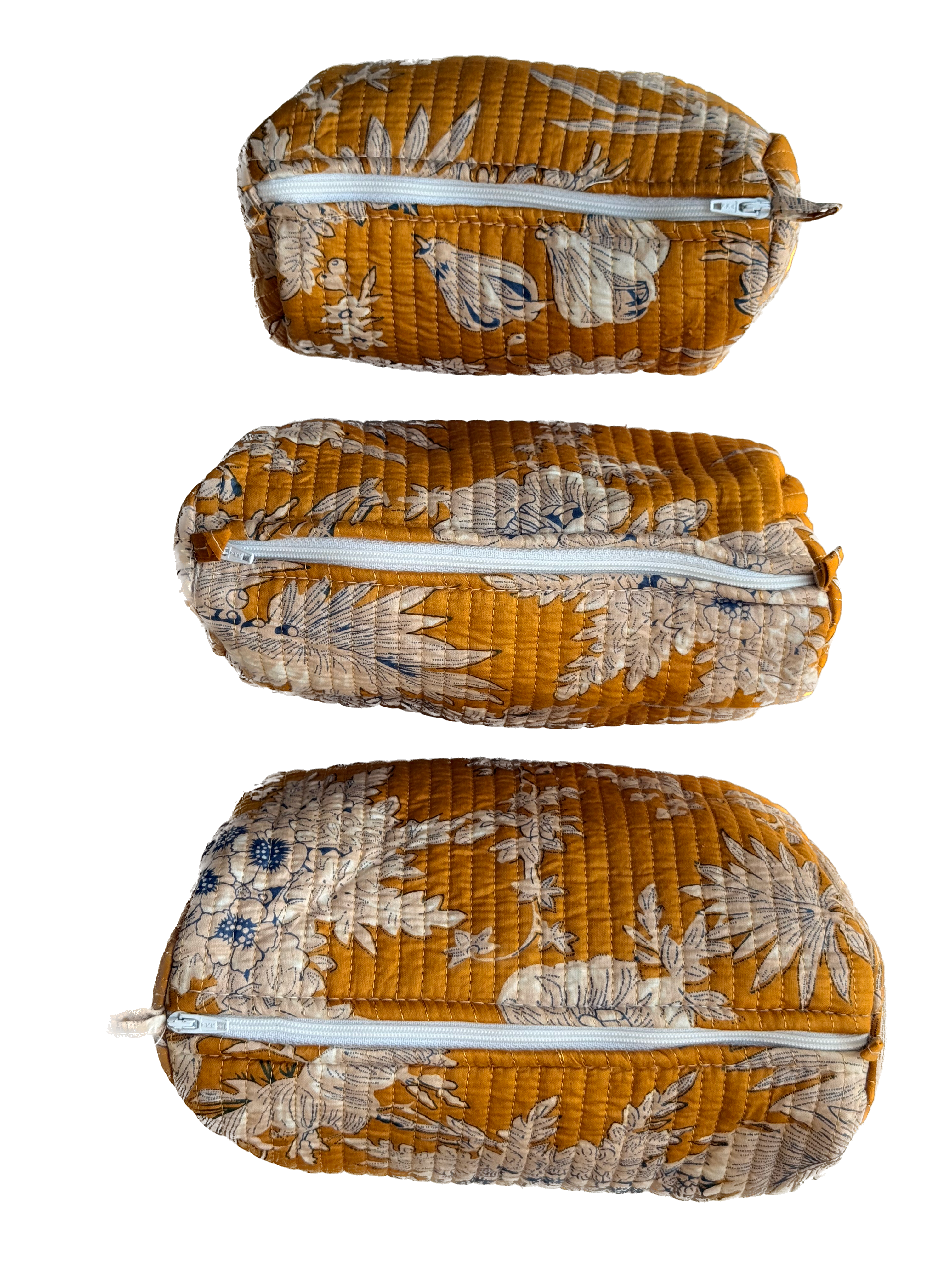 Yellow Floral – Quilted Utility Pouch Pack of 3