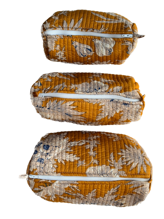 Yellow Floral – Utility Pouch Pack of 3