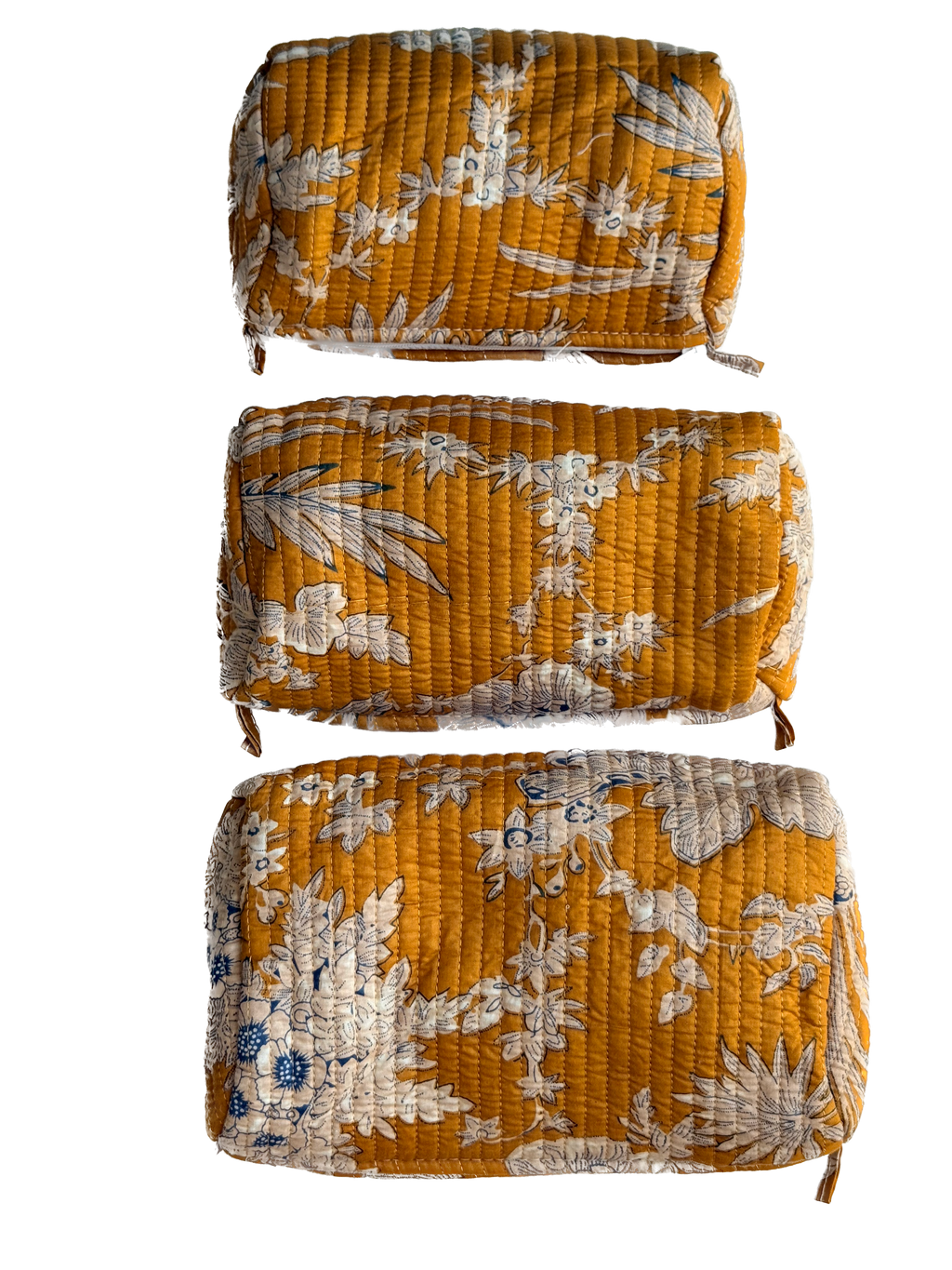 Yellow Floral – Quilted Utility Pouch Pack of 3