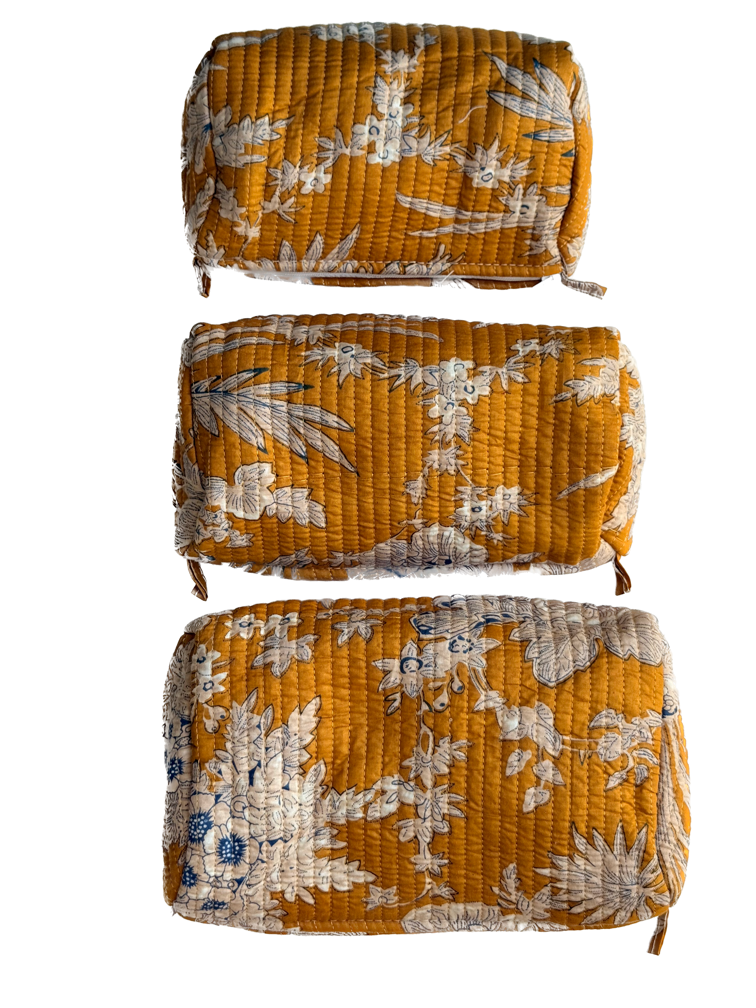 Yellow Floral – Quilted Utility Pouch Pack of 3