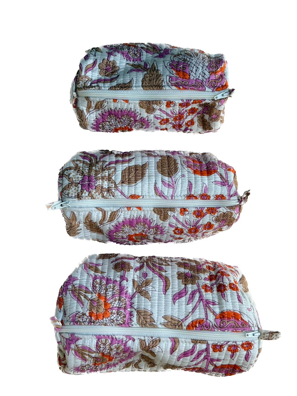 White Floral – Quilted Utility Pouch Pack of 3