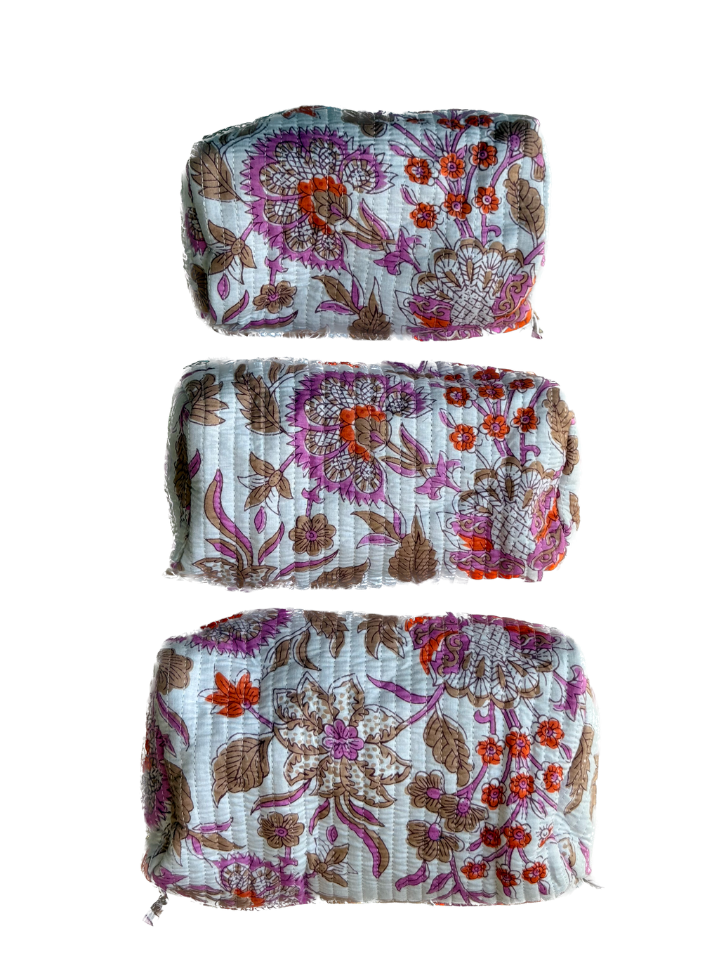 White Floral – Quilted Utility Pouch Pack of 3