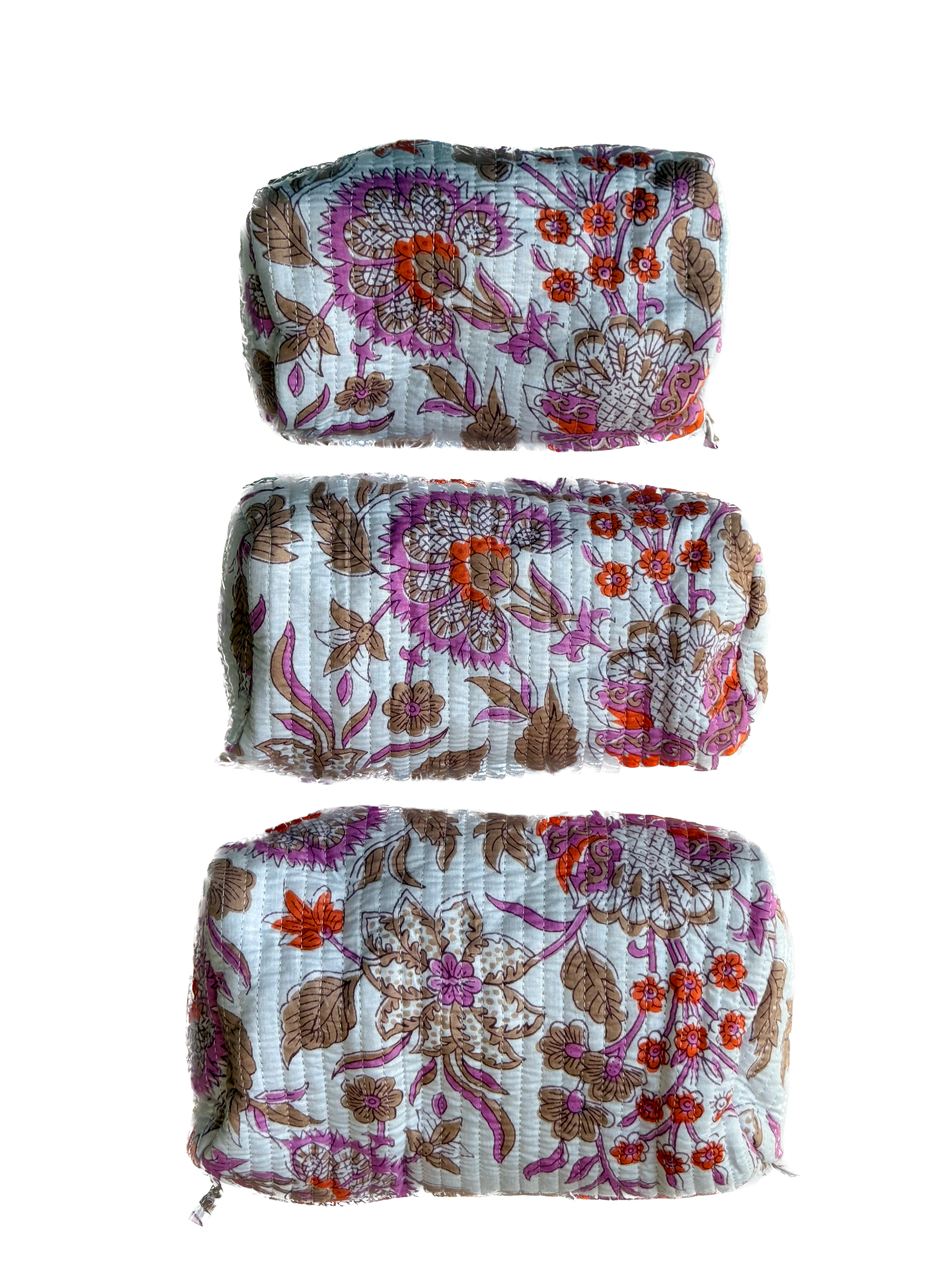 White Floral – Quilted Utility Pouch Pack of 3