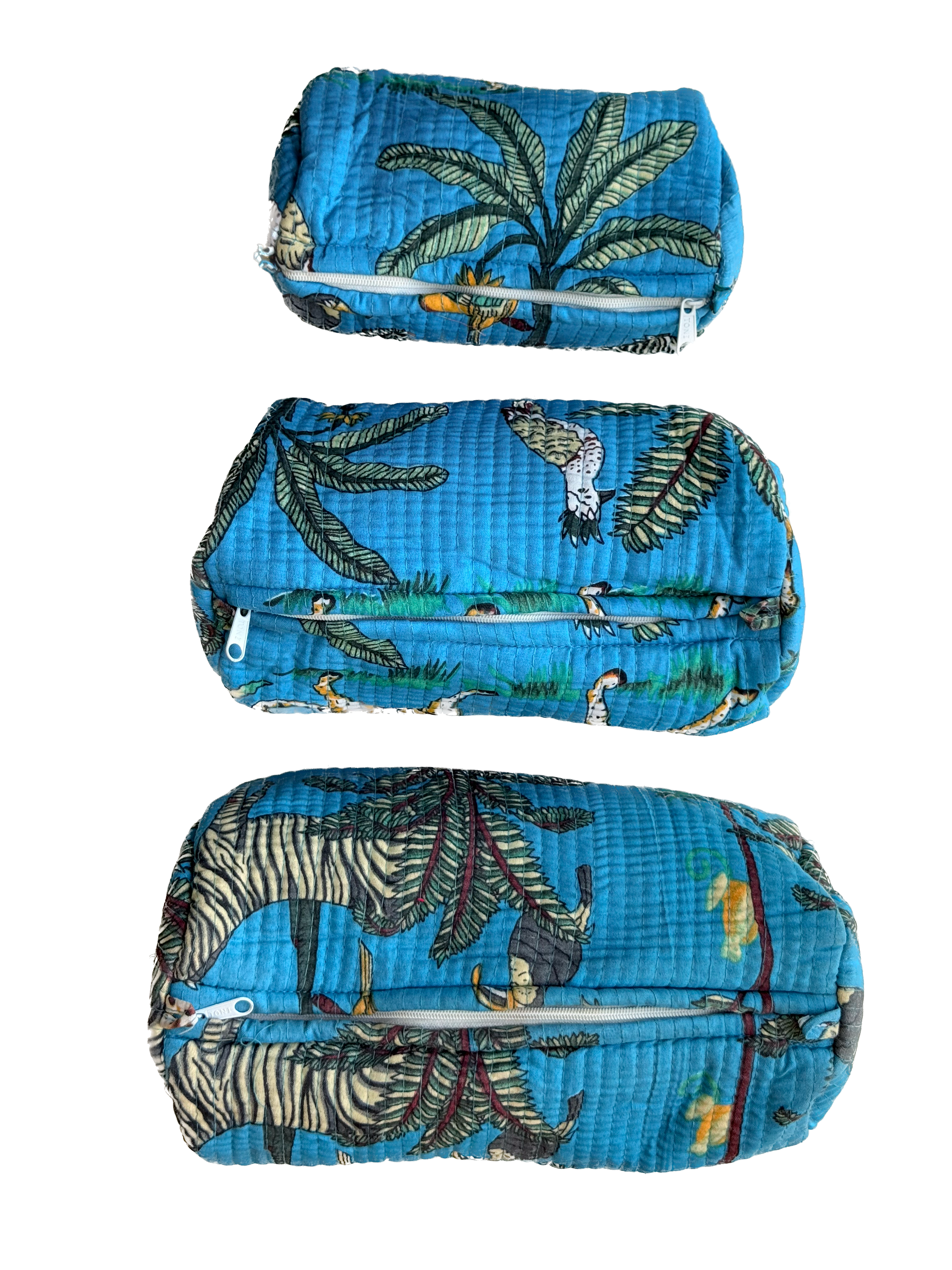 Sky Blue Safari– Quilted Utility Pouch Pack of 3