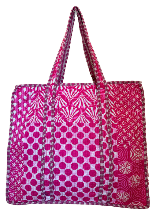 Fuchsia Pink Patch Bloom – Wander Tote Bag  18x18