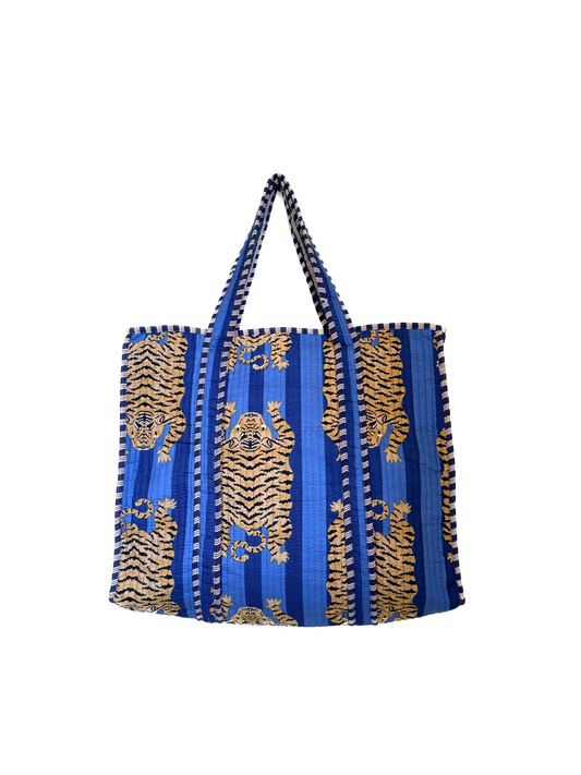 Blue Azure Tiger – Wander Reversible Tote Bag 18x18