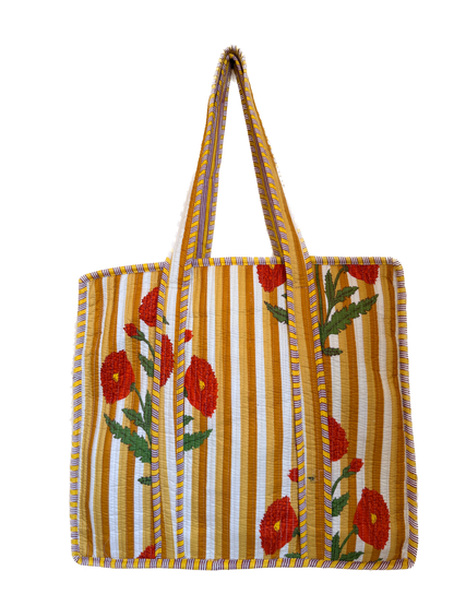 Yellow Sunstripe Bloom – Wander Tote Bag 18x18