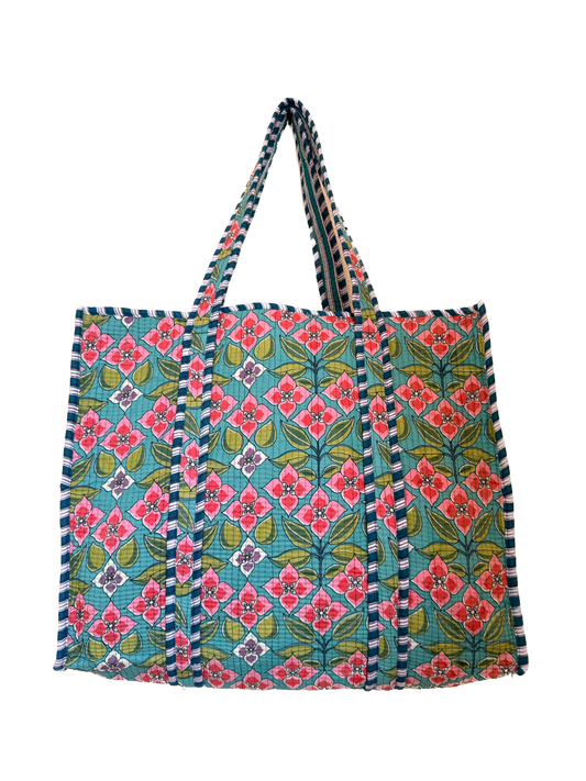 Emerald Green Rouge Bloom – Wander Reversible Tote Bag  18x18