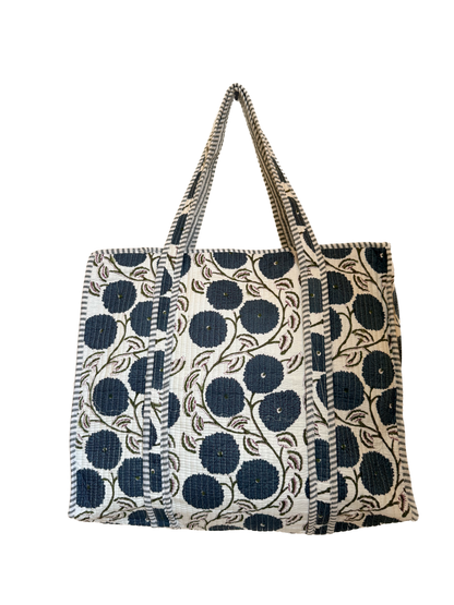 Indigo Blue Bloom – Wander Tote Bag  18x18