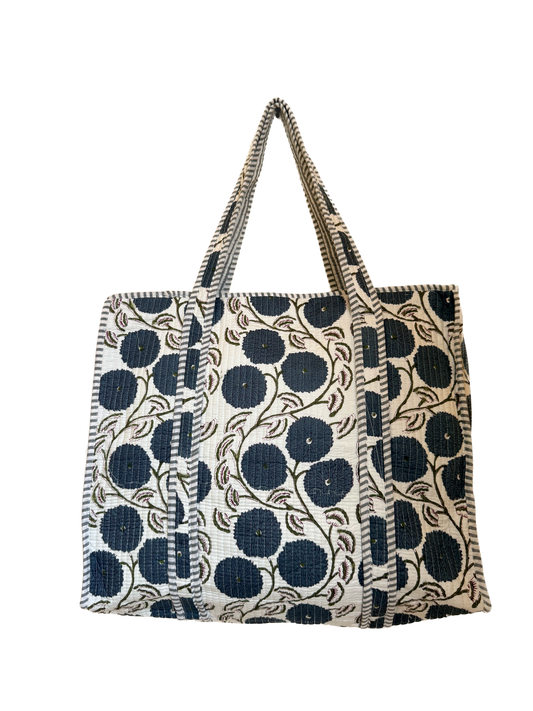 Indigo Blue Bloom – Wander Tote Bag  18x18