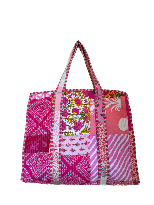 Blush Pink Patch Bloom – Wander Tote Bag  18x18