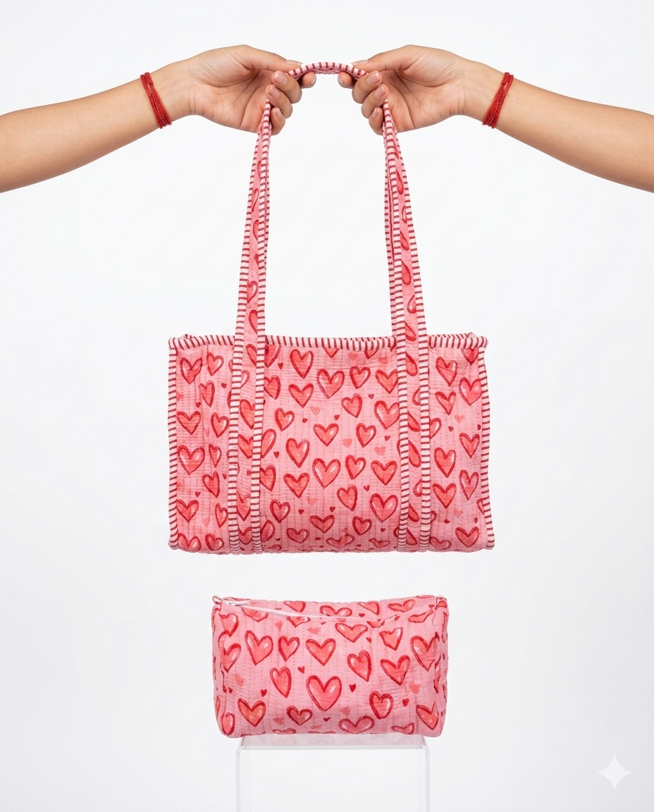 Big Love Energy – Red Heart Quilted Tote Set