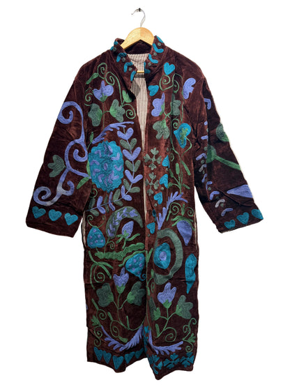 Women's 1011 Suzani Reversible Velvet Jacket – Artistic Embroidered Statement Jacket