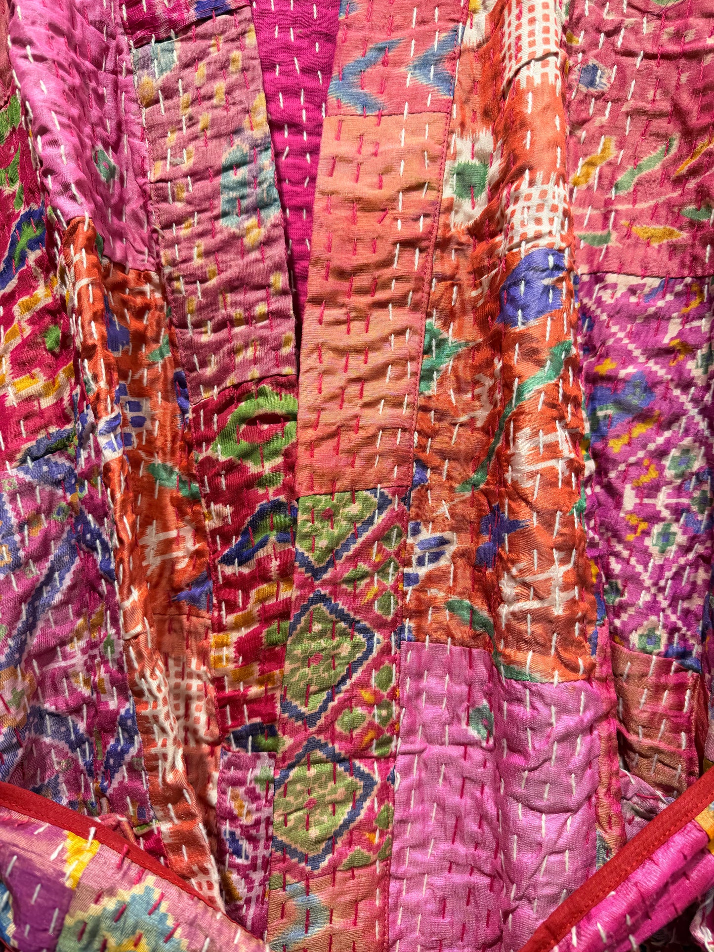 Luxe Pink Sunset – Women’s Handcrafted Kantha Cotton Kimono