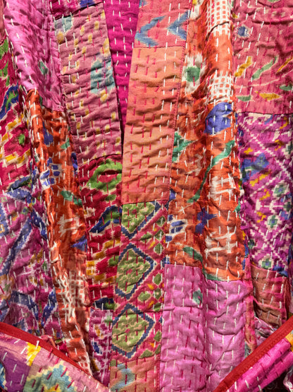 Luxe Pink Sunset – Women’s Handcrafted Kantha Cotton Kimono