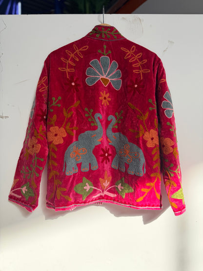 Women's 1076 Suzani Reversible Cotton Jacket – Artistic Embroidered Statement Jacket