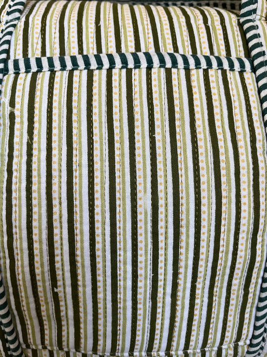 Green Stripes Quilted Cotton Duffle Bag – Lightweight Travel Weekender