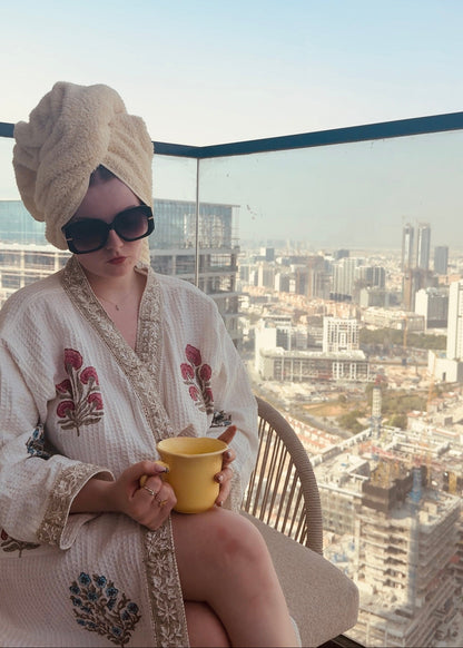 Floral 107 Waffle Bathrobe – Luxury Spa Robe