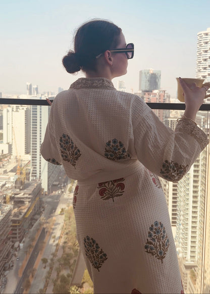 Floral 107 Waffle Bathrobe – Luxury Spa Robe