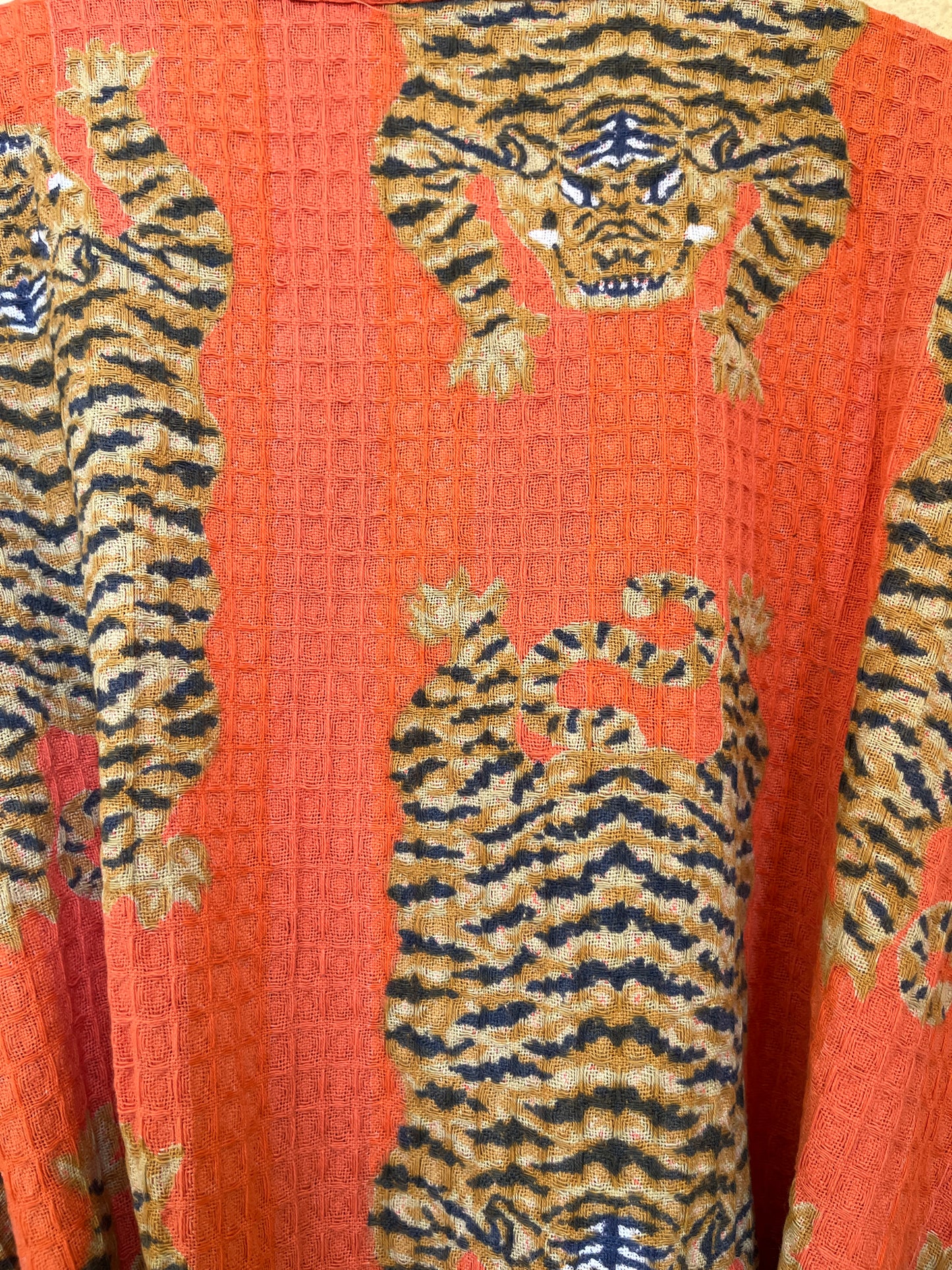 Bold Orange Tiger Tango Waffle Bathrobe – Luxury Spa Robe