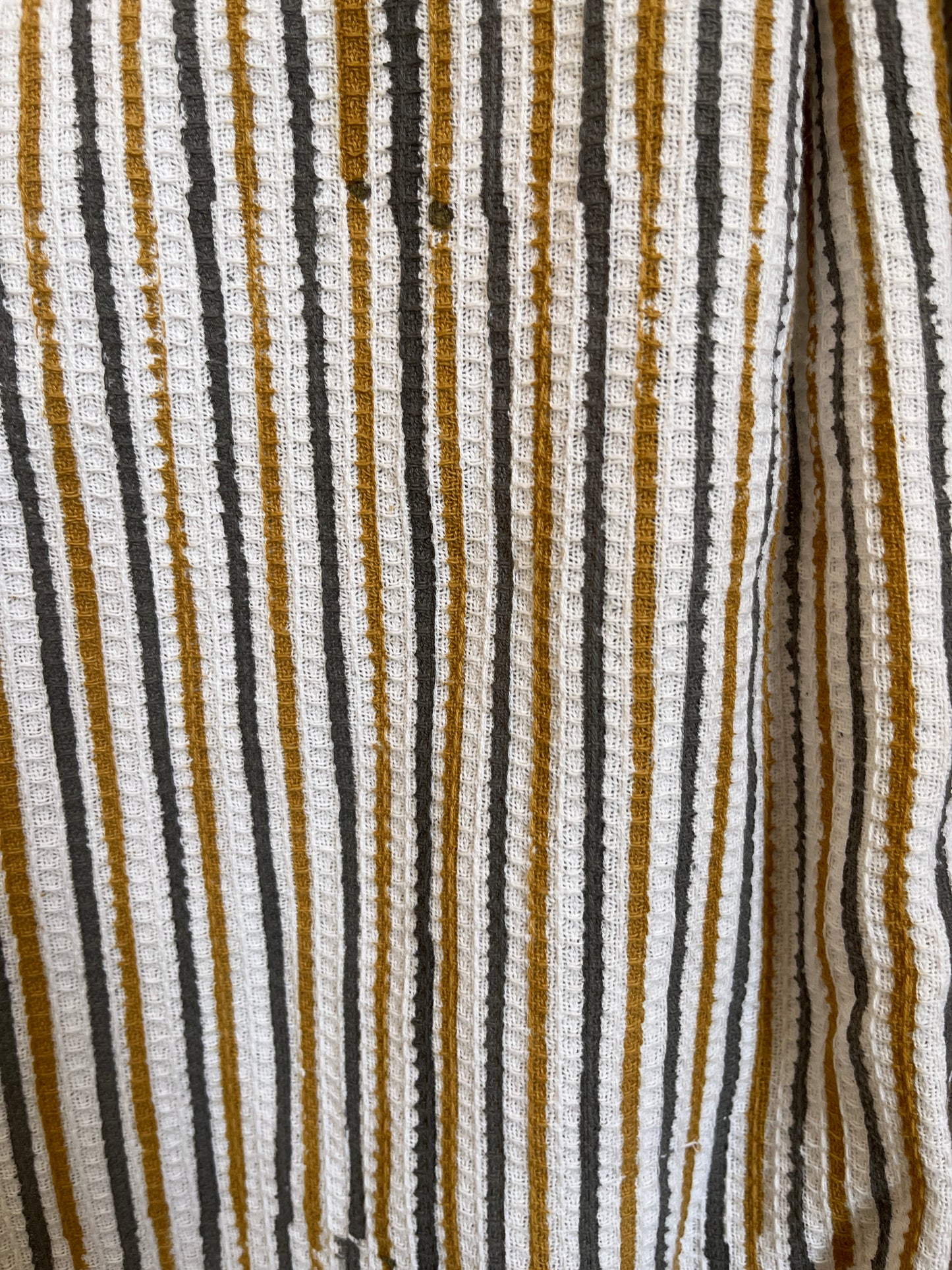 Sunshine Yellow Floral Striped Handblock Cotton Waffle Bathrobe –Luxury Spa Robe