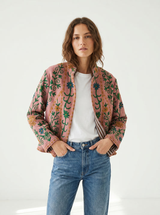 Women's Cotter Suzani Reversible Jacket – Artistic Embroidered Statement Jacket