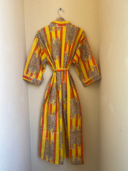 Tiger Yellow-Orange Stripes – Women’s Cotton Kimono