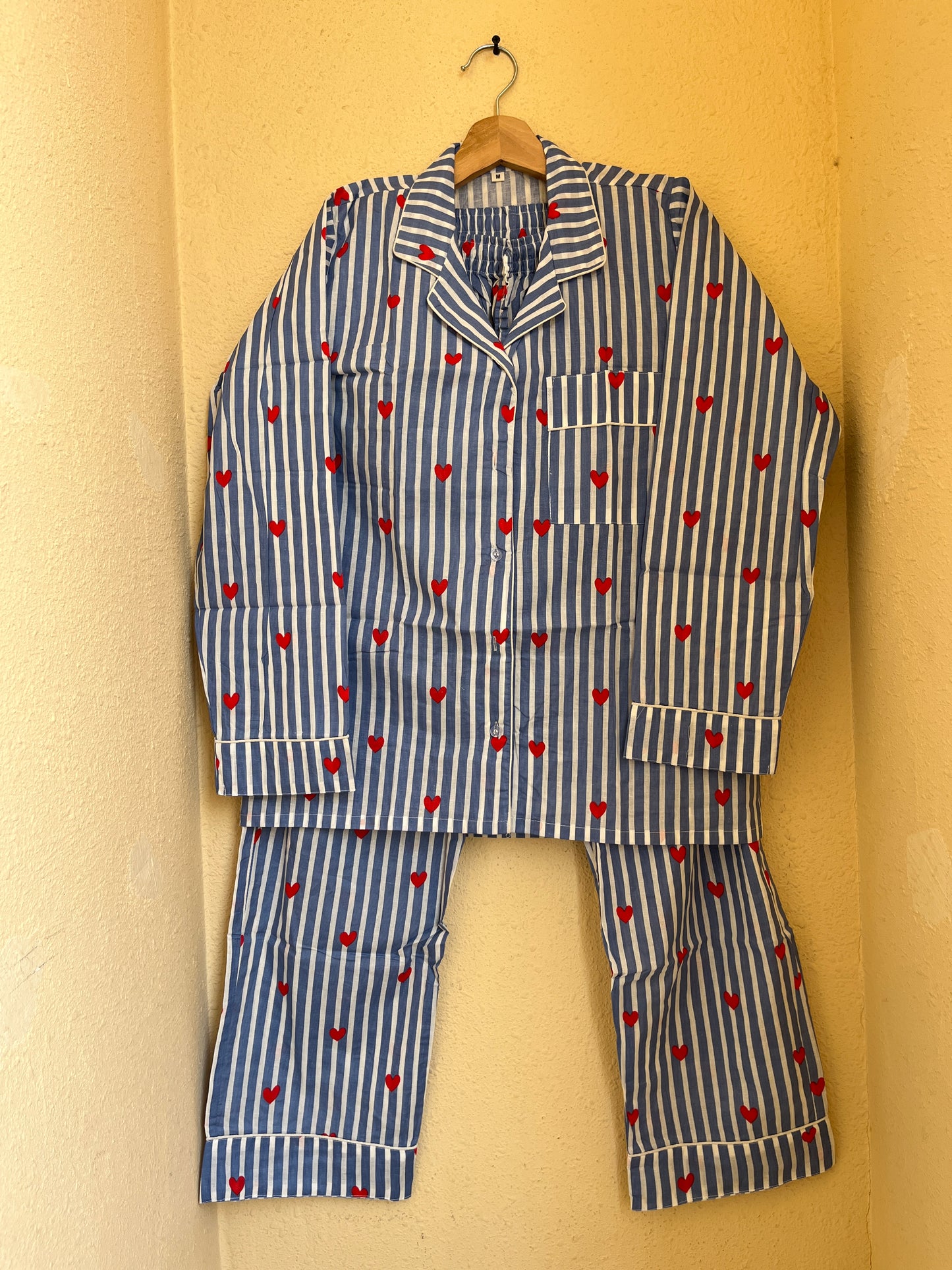 Blueberry Love Cotton Night Suit Set – Elegant Two Piece Pajama Set description