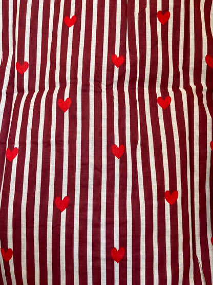 Red Velvet Heart - Cotton Night Suit Set – Elegant Two Piece Pajama Set description