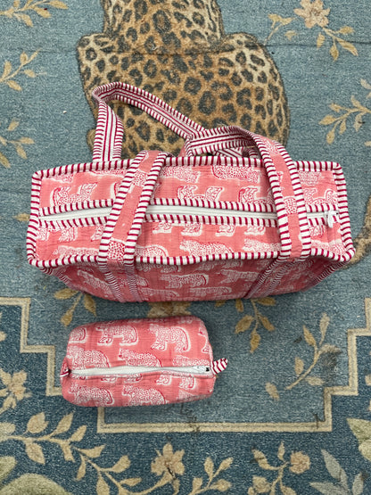 Classic Pink Tiger Quilted Tote & Pouch Set